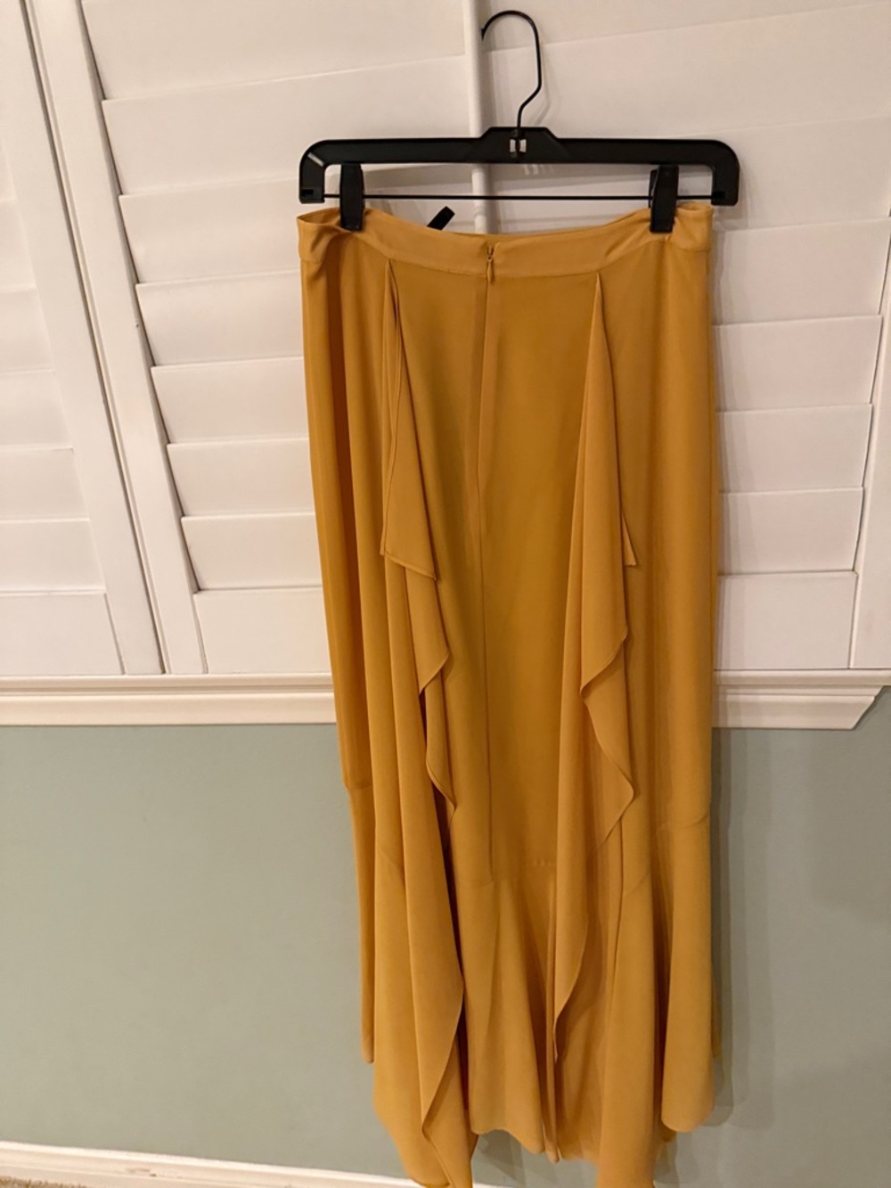 BCBGMaxAzria Mustard Yellow High-Low Ruffle Skirt